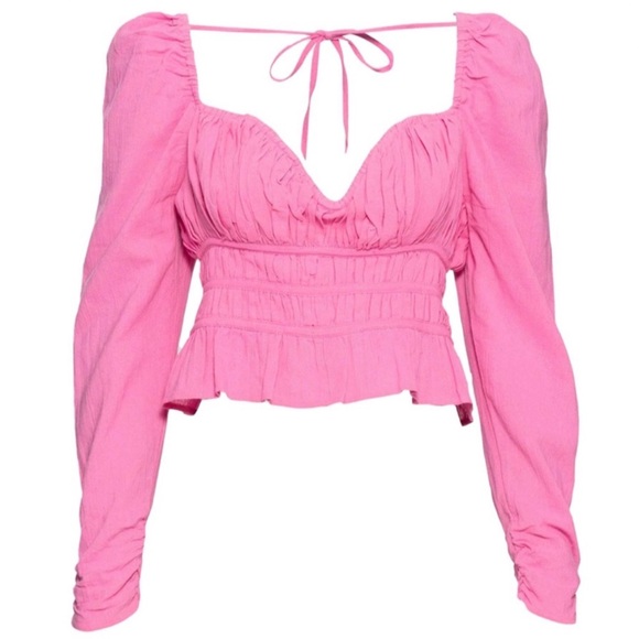 FREE PEOPLE PINK CHLOE TOP XL - Picture 5 of 6